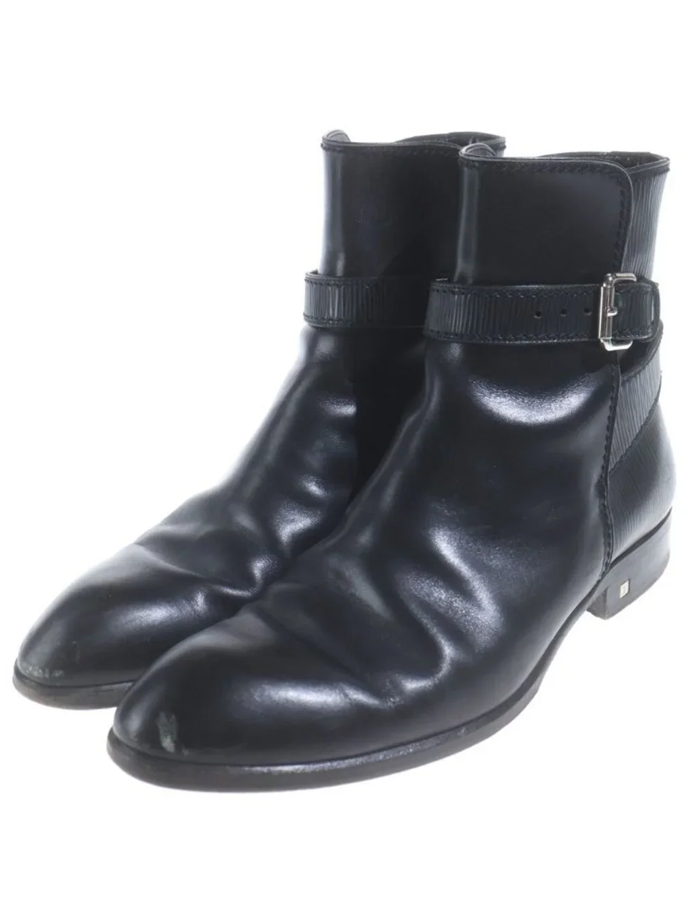Louis Vuitton Side Gore Ankle Boots Epi Leather Black 7